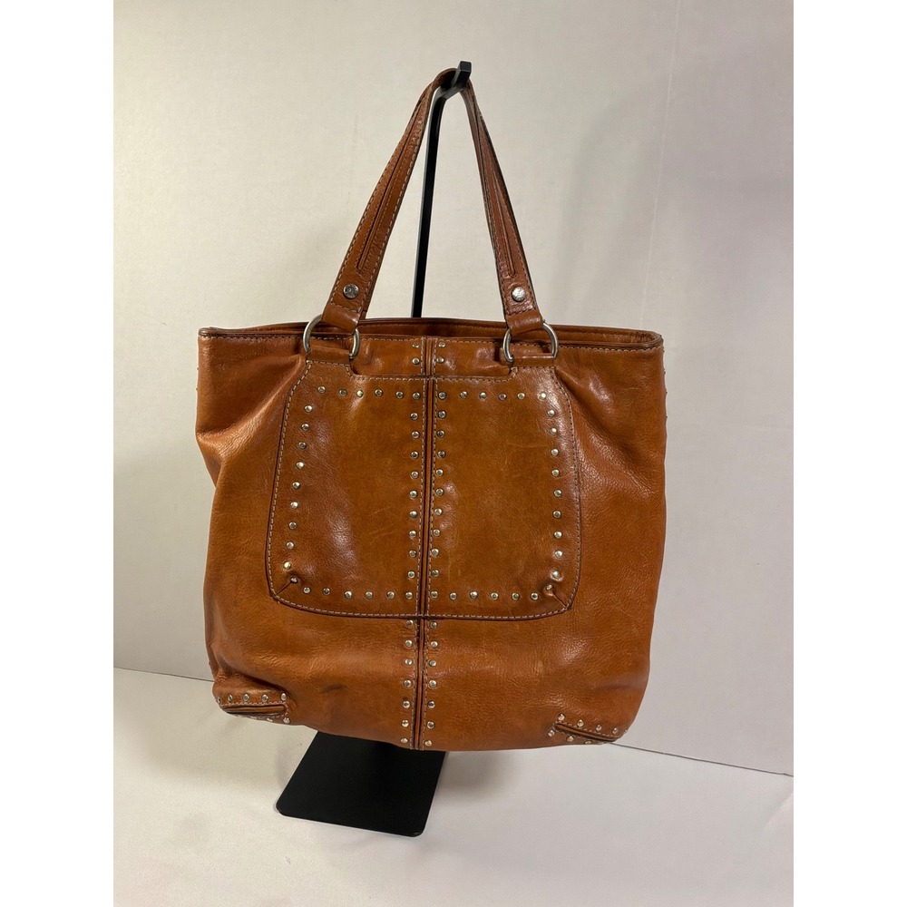 Vintage Michael Michael Kors Tote Large Tan Studded Leather Boho Shoulder Bag